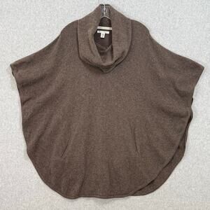 Max Studio 100% Cashmere Poncho Cape Size XS/S Funnel Cowl Neck Neutral Cozy